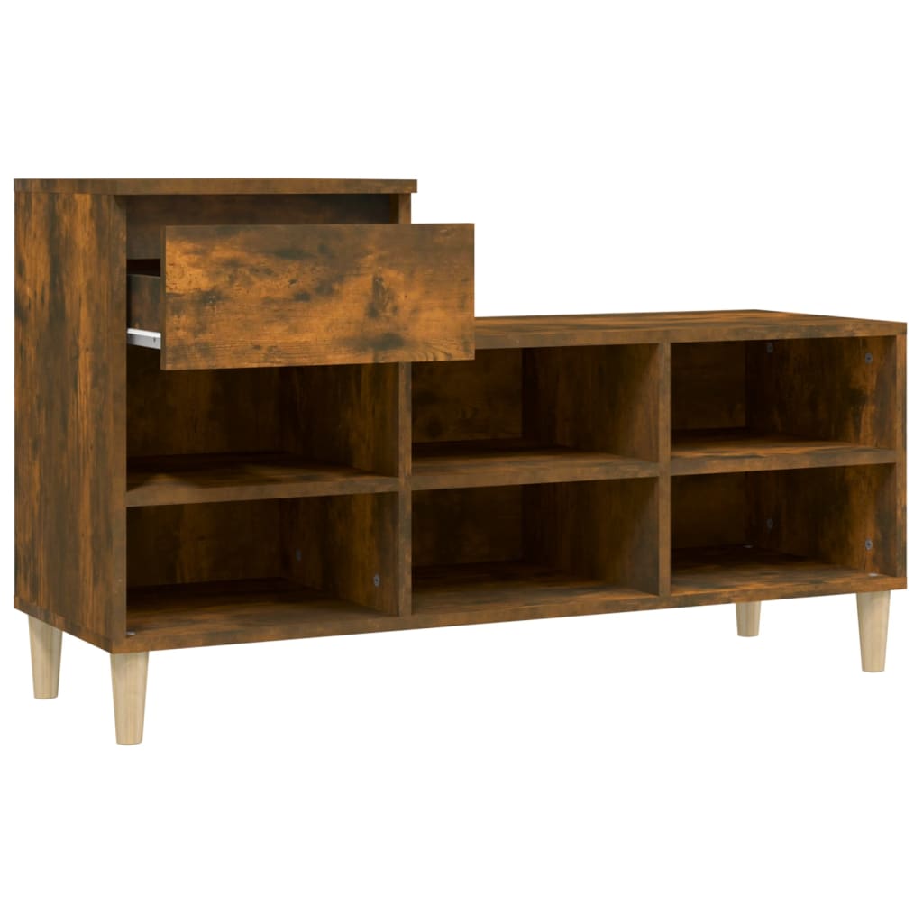 Skoställ Rökfärgad Ek 102x36x60 cm