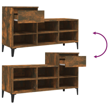 Skoställ Rökfärgad Ek 102x36x60 cm