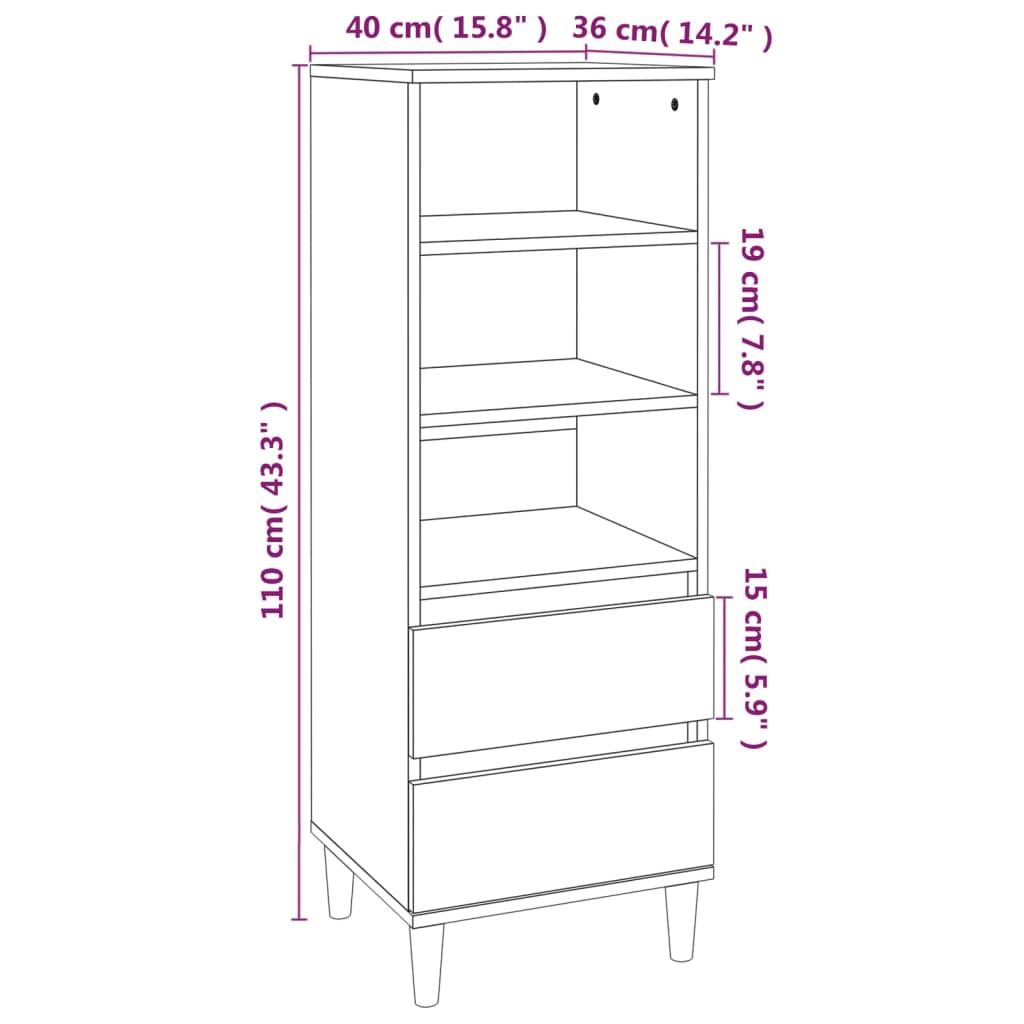 Skåp Sonoma Ek 40x36x110 cm