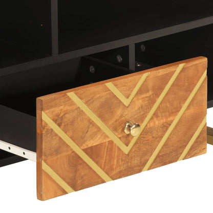 TV-Möbel Svart TV-Bänk Brun och 100x33,5x46 cm massivt mangoträ