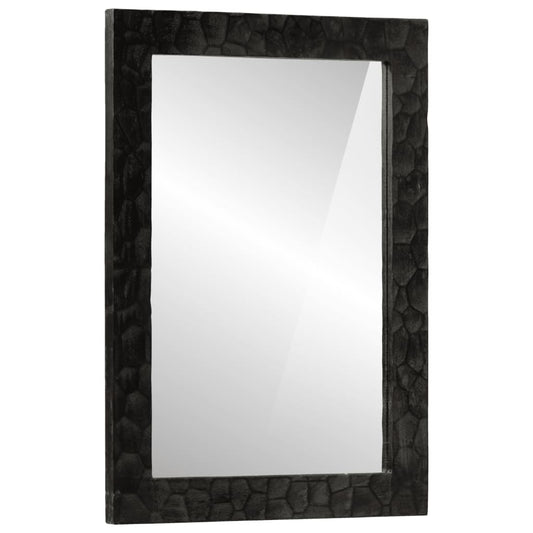 Badrumsspegel Svart 50x70x2,5 cm massivt mangoträ och glas