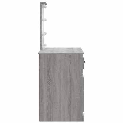 Sminkbord med LED-lampor grå sonoma 90x42x132,5 cm