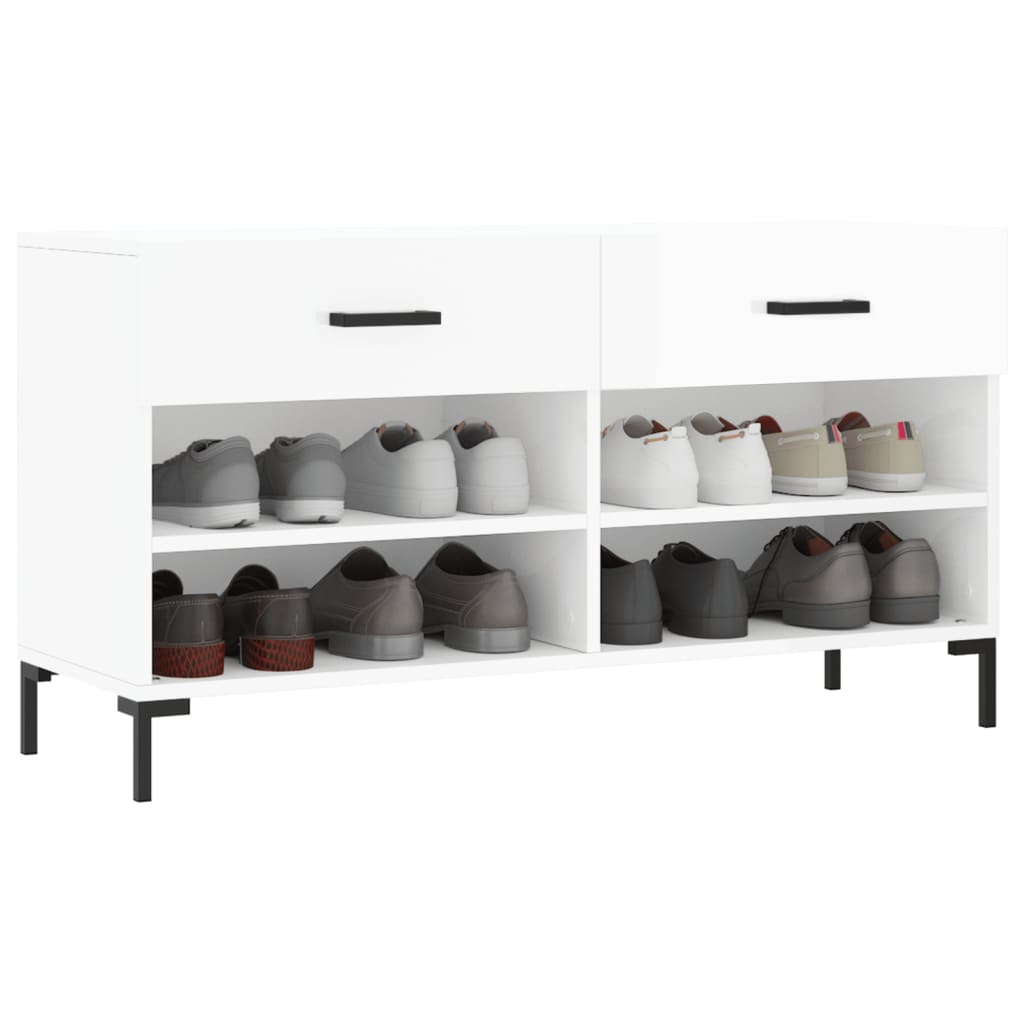 Skoställ Högglans Vit Skobänk 102x35x55 cm