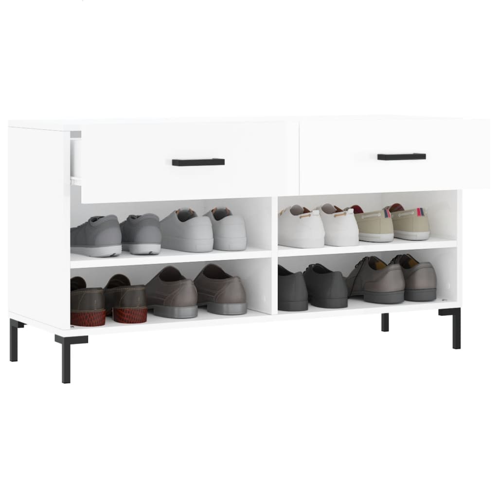 Skoställ Högglans Vit Skobänk 102x35x55 cm
