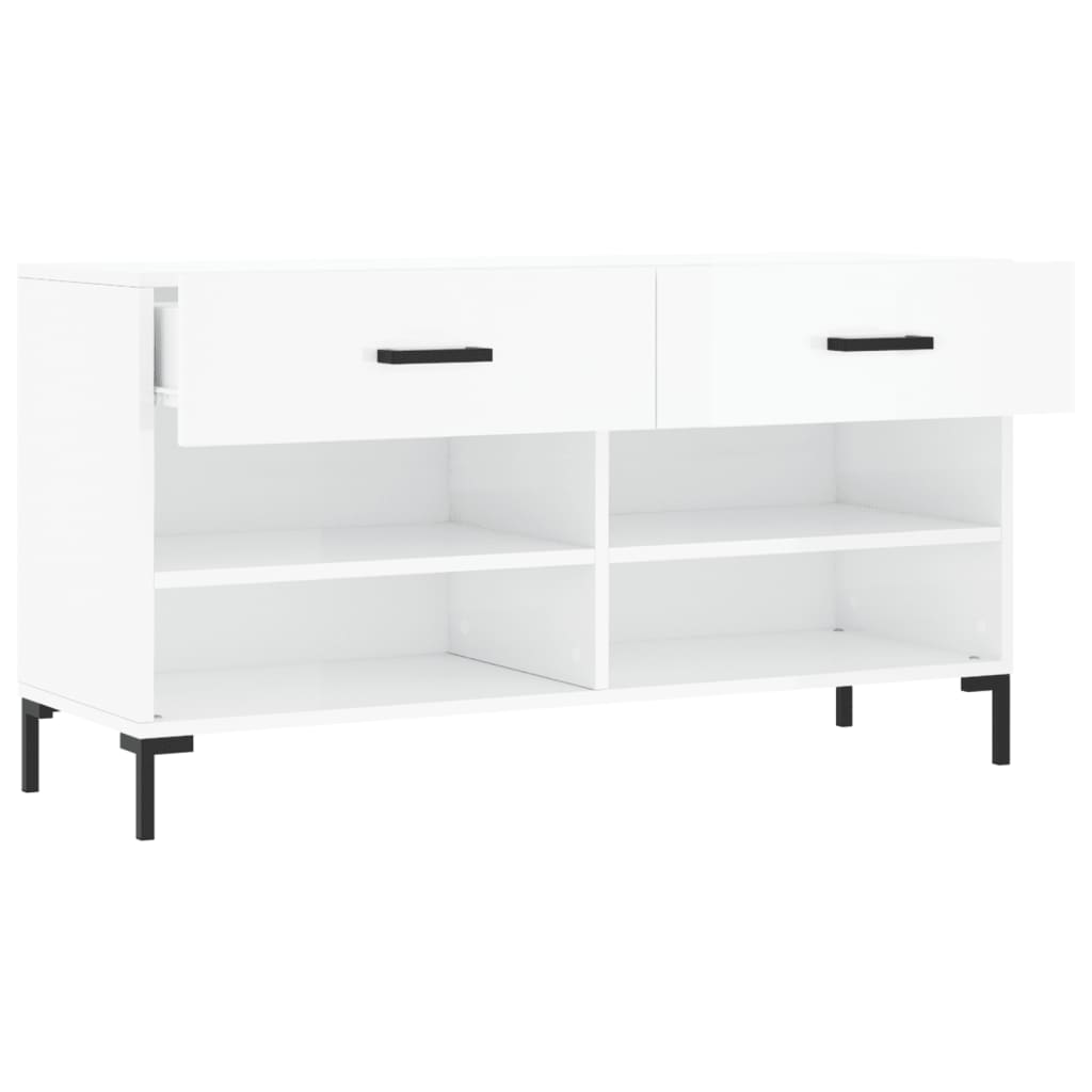 Skoställ Högglans Vit Skobänk 102x35x55 cm