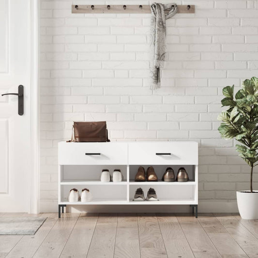 Skoställ Högglans Vit Skobänk 102x35x55 cm