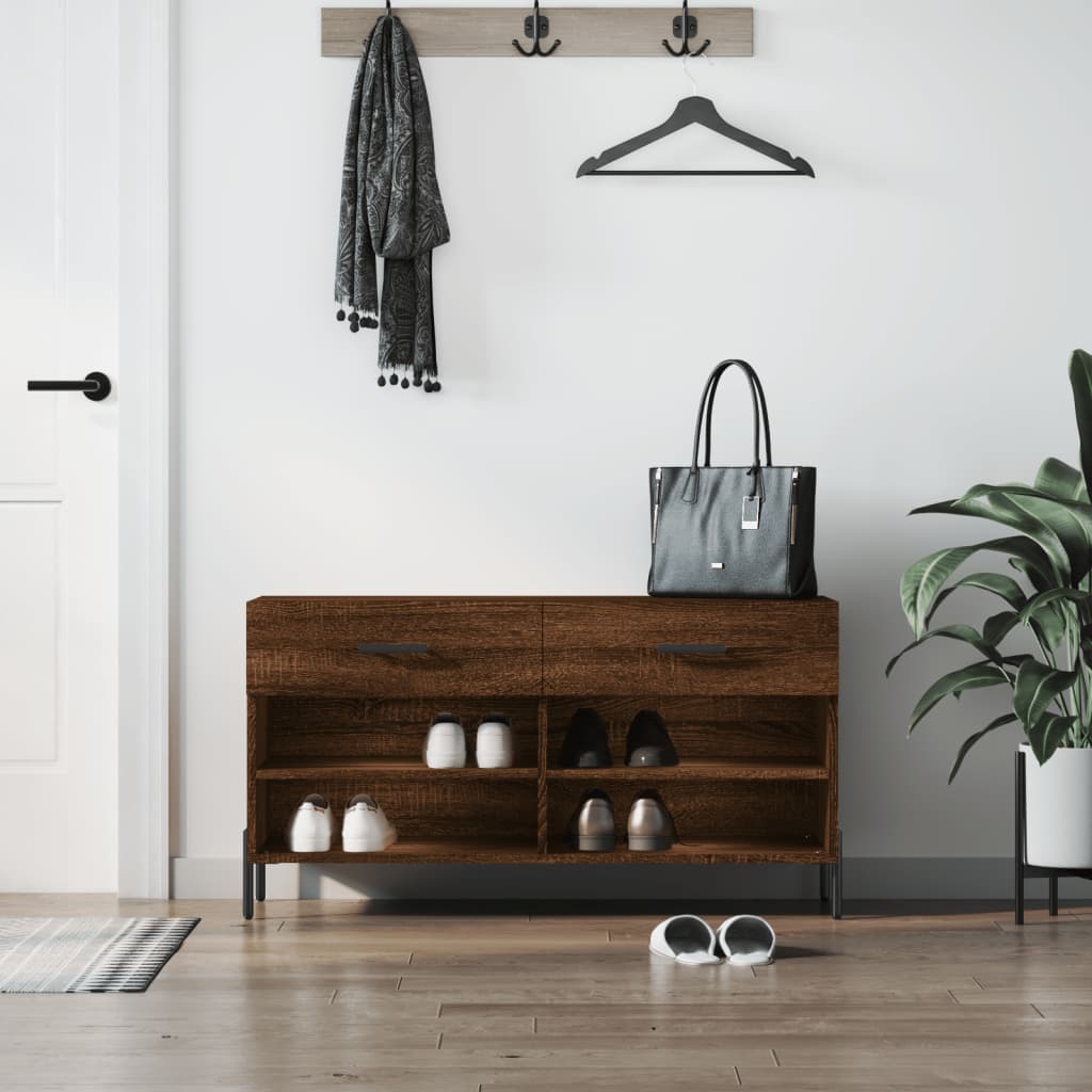 Skoställ Brun Ek Skobänk 102x35x55 cm