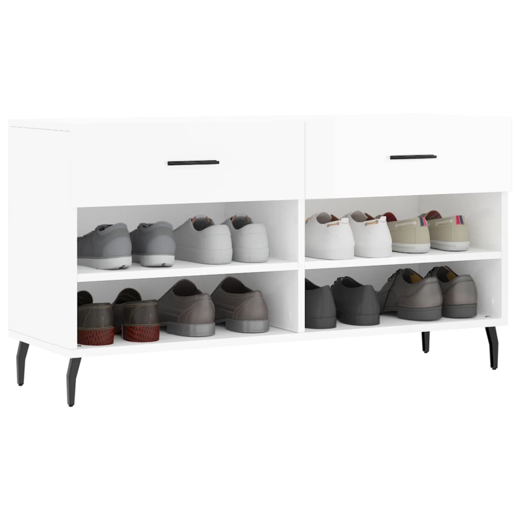 Skoställ Högglans Vit Skobänk 102x35x55 cm