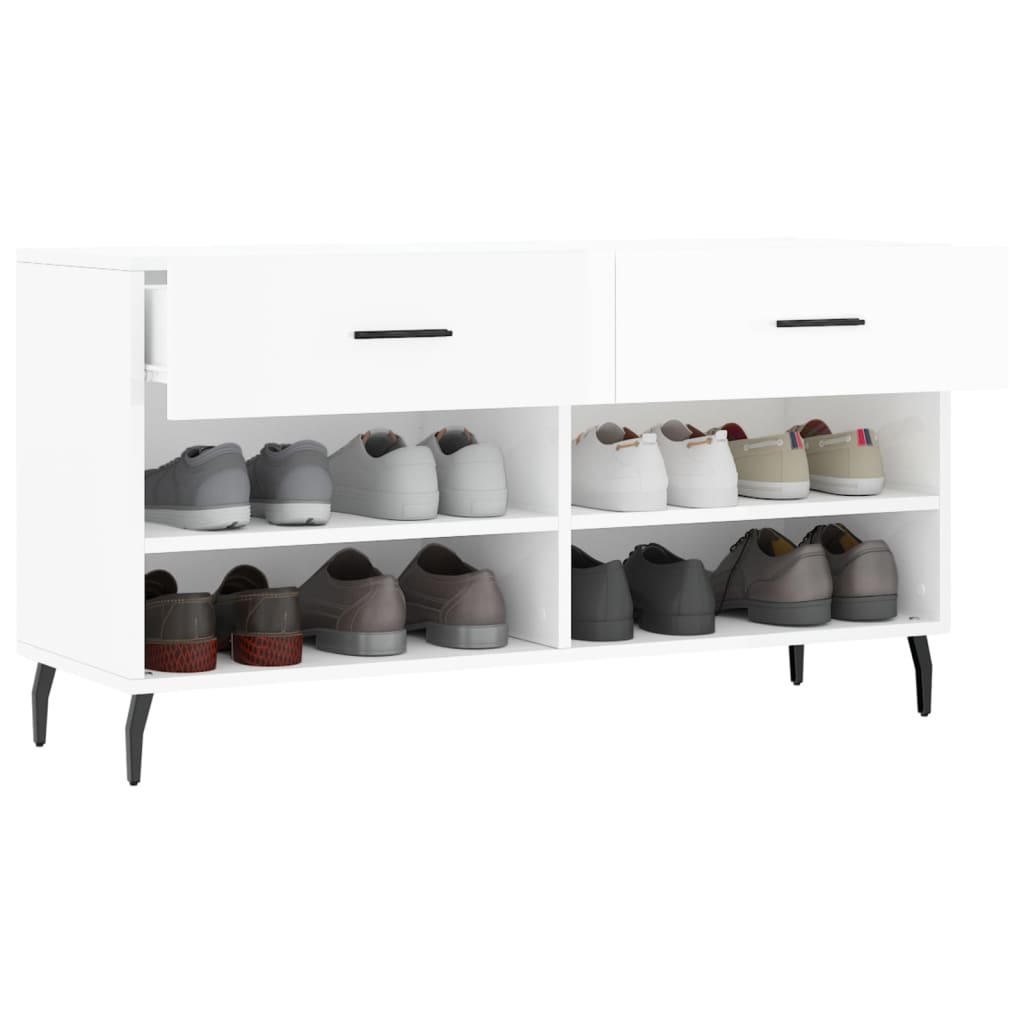 Skoställ Högglans Vit Skobänk 102x35x55 cm