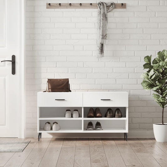 Skoställ Högglans Vit Skobänk 102x35x55 cm