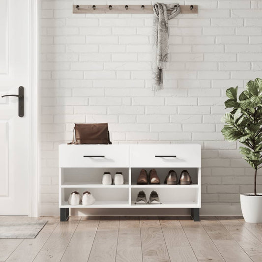 Skoställ Högglans Vit Skobänk 102x35x55 cm