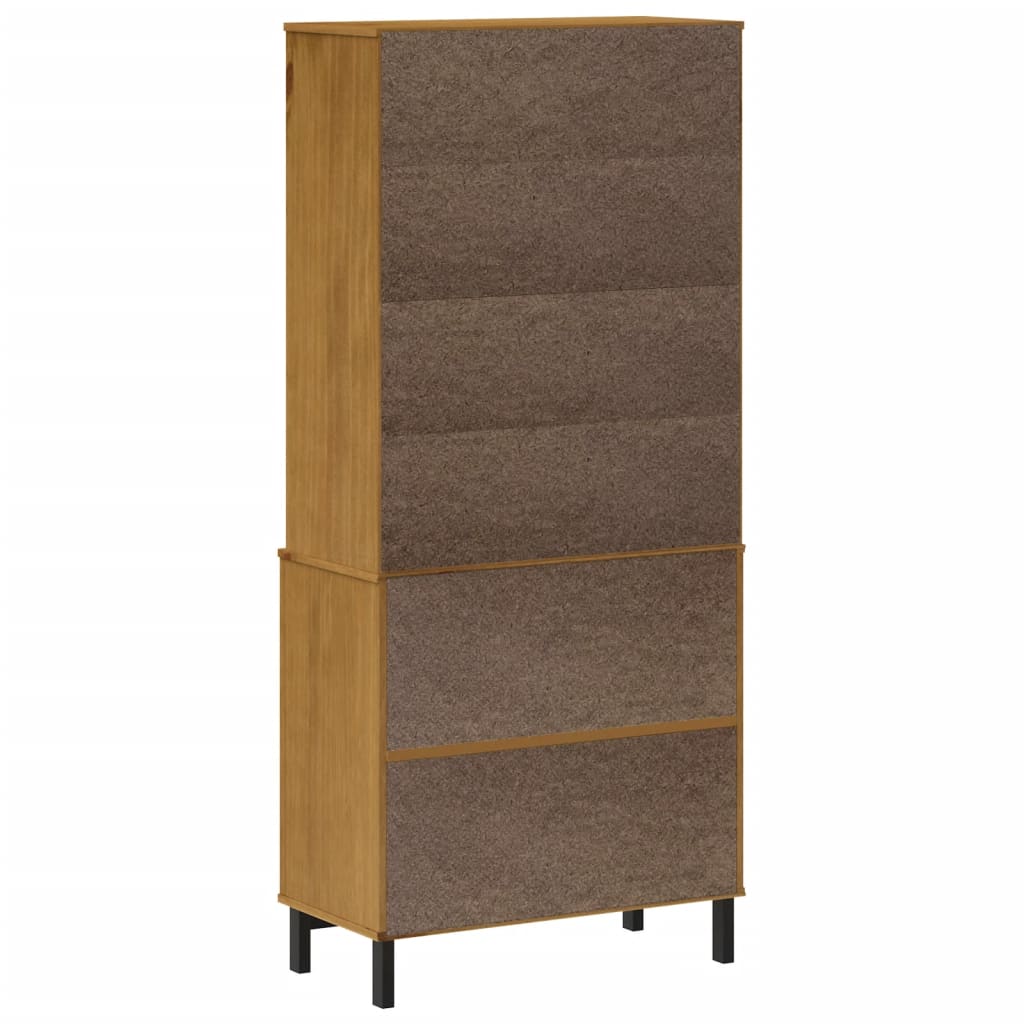 Skåp Trä med glasdörrar FLAM 80x40x180 cm massiv furu