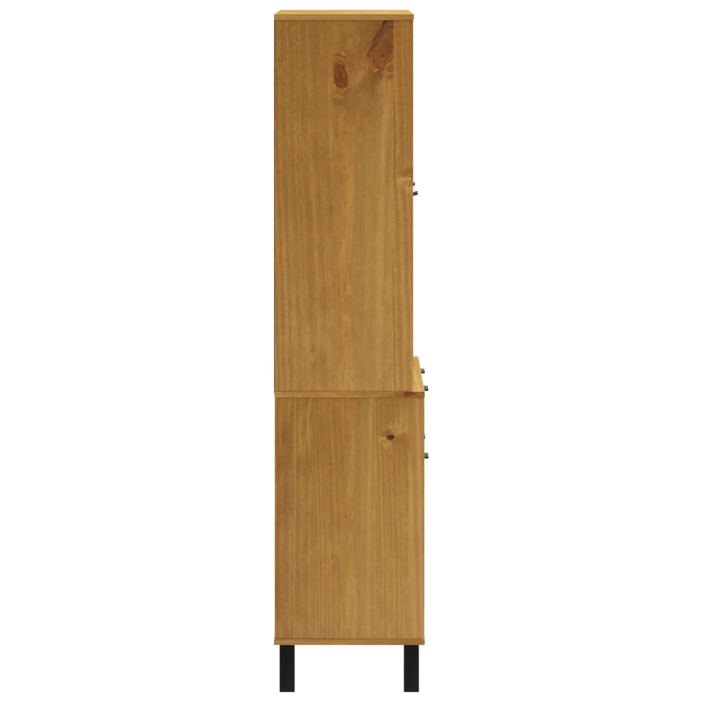 Skåp Trä med glasdörrar FLAM 80x40x180 cm massiv furu
