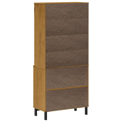 Skåp Trä med glasdörrar FLAM 80x40x180 cm massiv furu