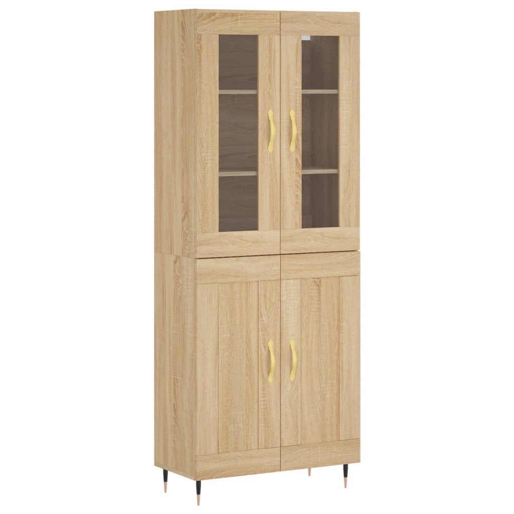 Högskåp sonoma-ek 69,5x34x180 cm konstruerat trä