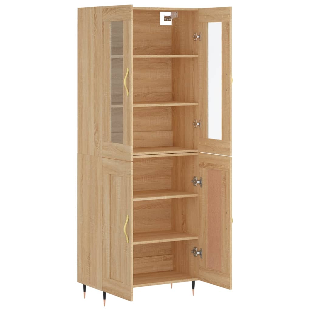 Högskåp sonoma-ek 69,5x34x180 cm konstruerat trä