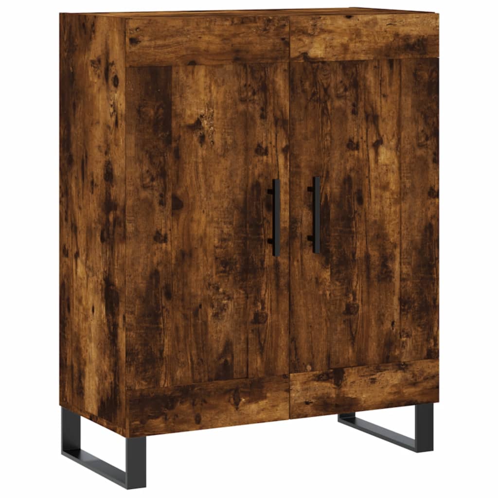 Högskåp rökfärgad ek 69,5x34x180 cm konstruerat trä