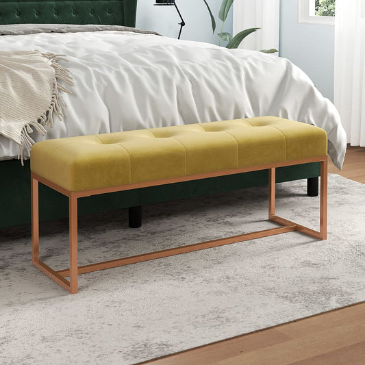 Hallbänk senapsgul gul 110x36x45 cm sammet