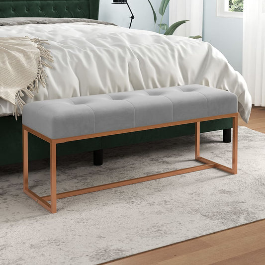 Hallbänk Grå 110x36x45 cm sammet