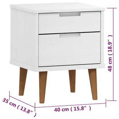 Sängbord Nattduksbord Vit MOLDE 40x35x48 cm massiv furu