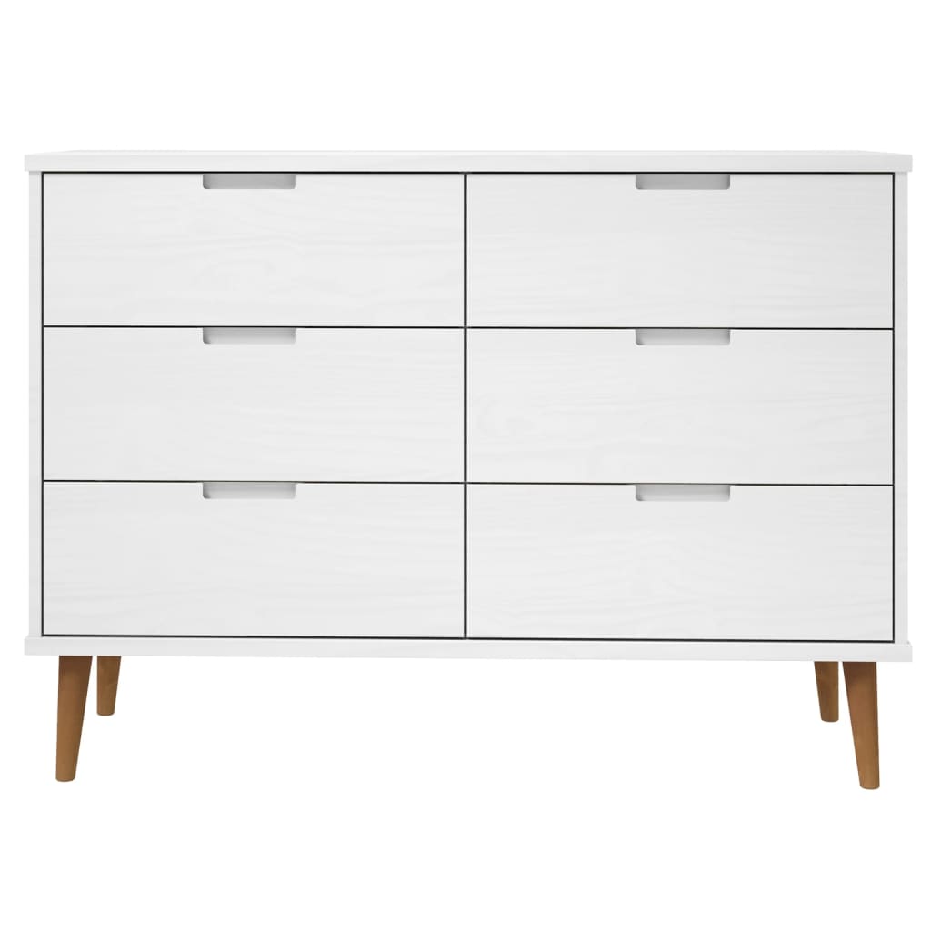 Byrå Vit MOLDE 113x40x80 cm massiv furu