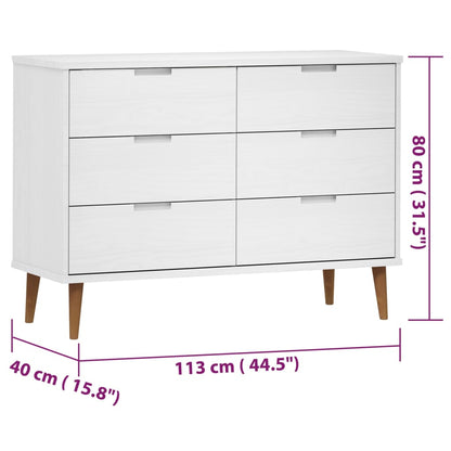 Byrå Vit MOLDE 113x40x80 cm massiv furu