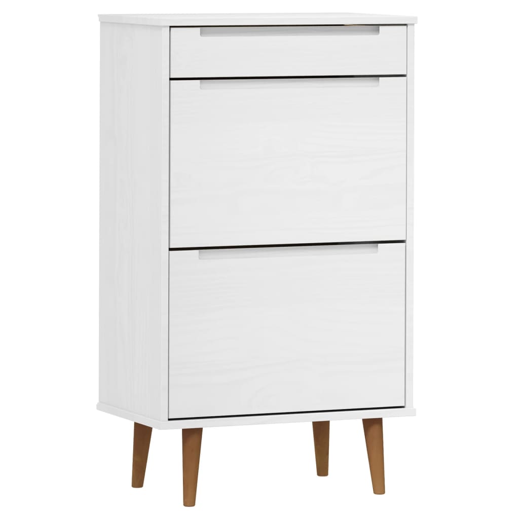 Skoställ Vit 59,5x35x103 cm massiv furu