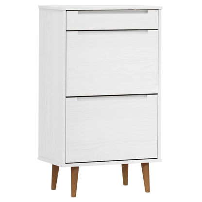 Skoställ Vit 59,5x35x103 cm massiv furu