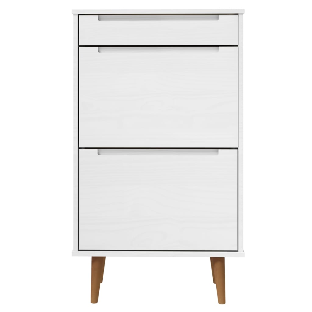 Skoställ Vit 59,5x35x103 cm massiv furu
