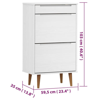 Skoställ Vit 59,5x35x103 cm massiv furu
