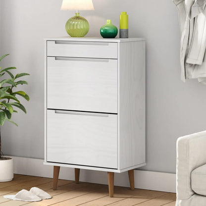 Skoställ Vit 59,5x35x103 cm massiv furu