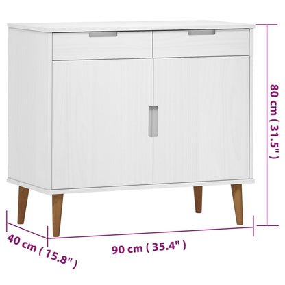 Skänk Vit MOLDE 90x40x80 cm massiv furu