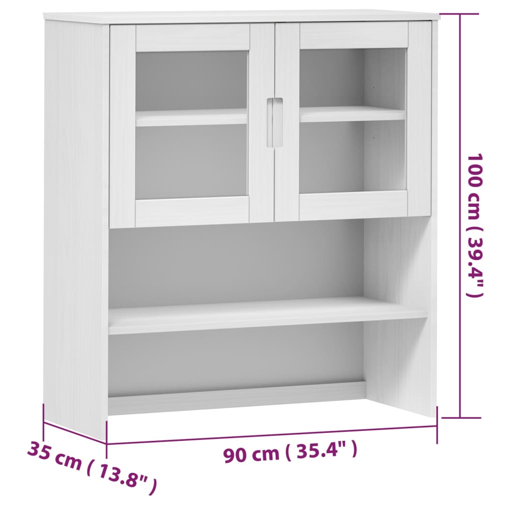 Skåp Vit Överdel till Skåp MOLDE 90x35x100 cm massiv furu