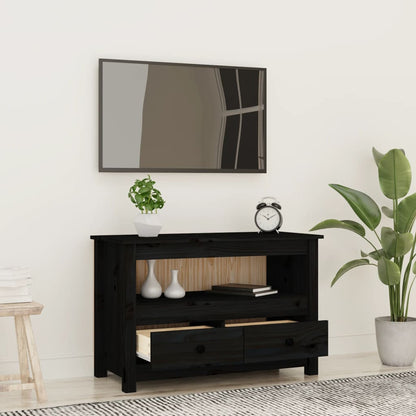 TV-Möbel Svart TV-Bänk 79x35x52 cm massiv furu