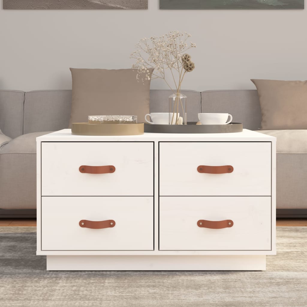 Soffbord Vit 80x80x45 cm massiv furu