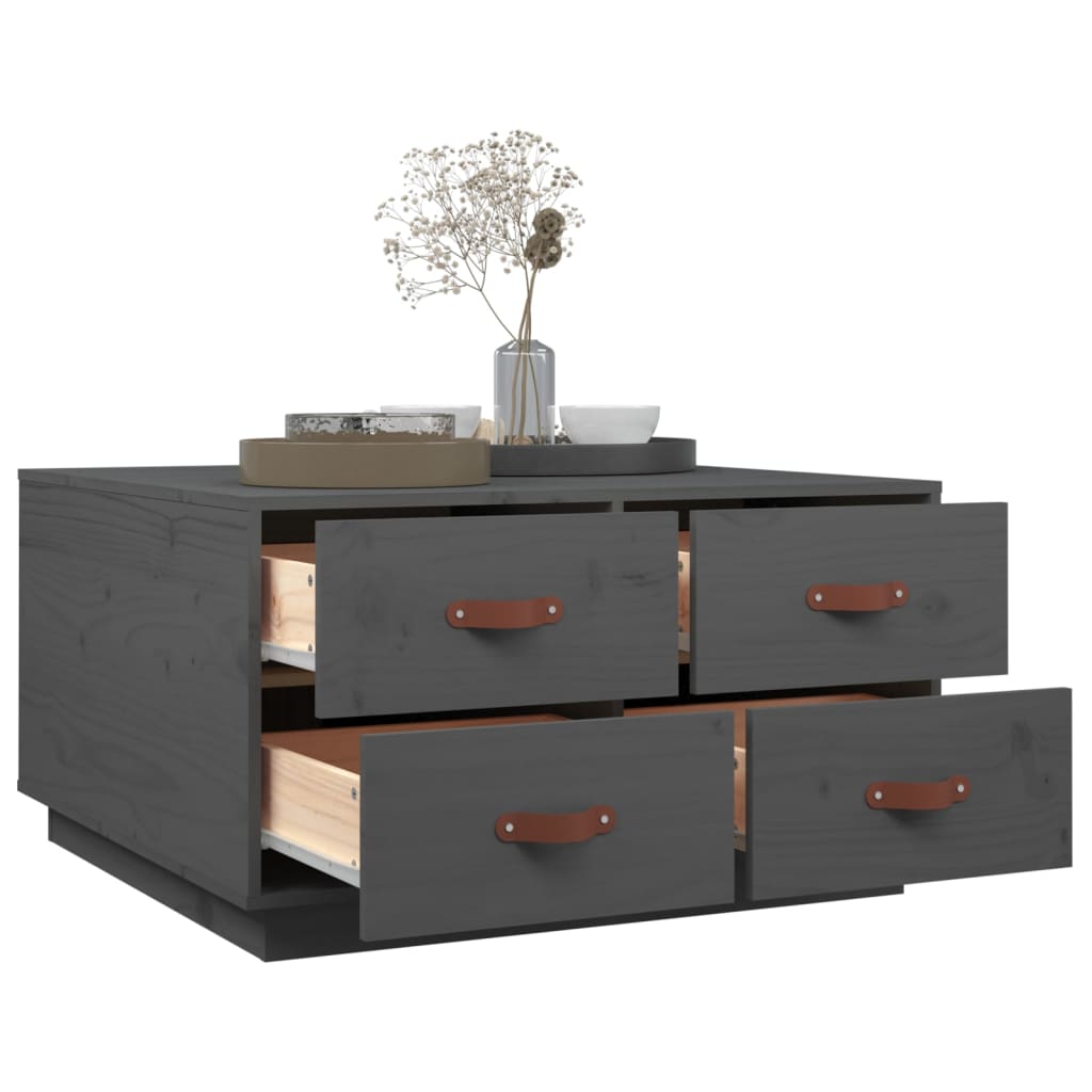 Soffbord Grå 80x80x45 cm massiv furu