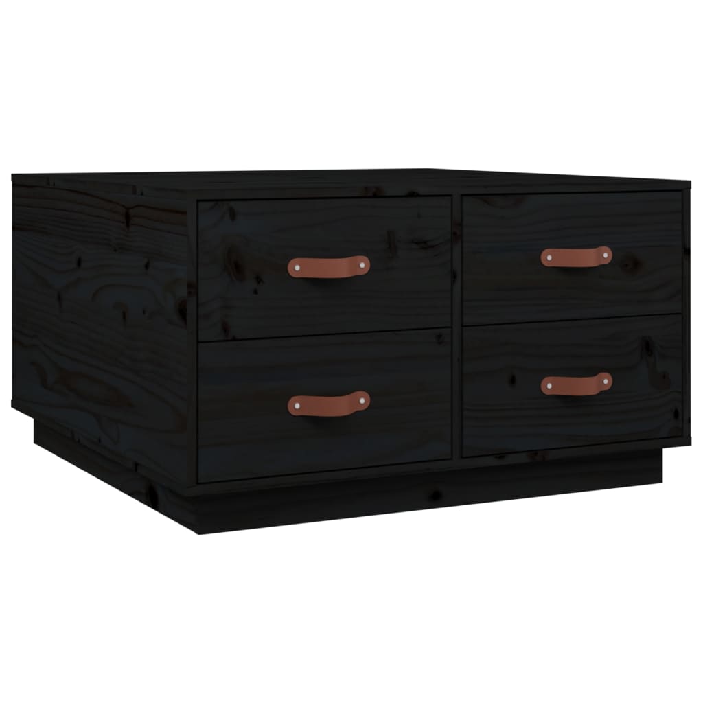 Soffbord Svart 80x80x45 cm massiv furu