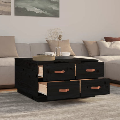 Soffbord Svart 80x80x45 cm massiv furu