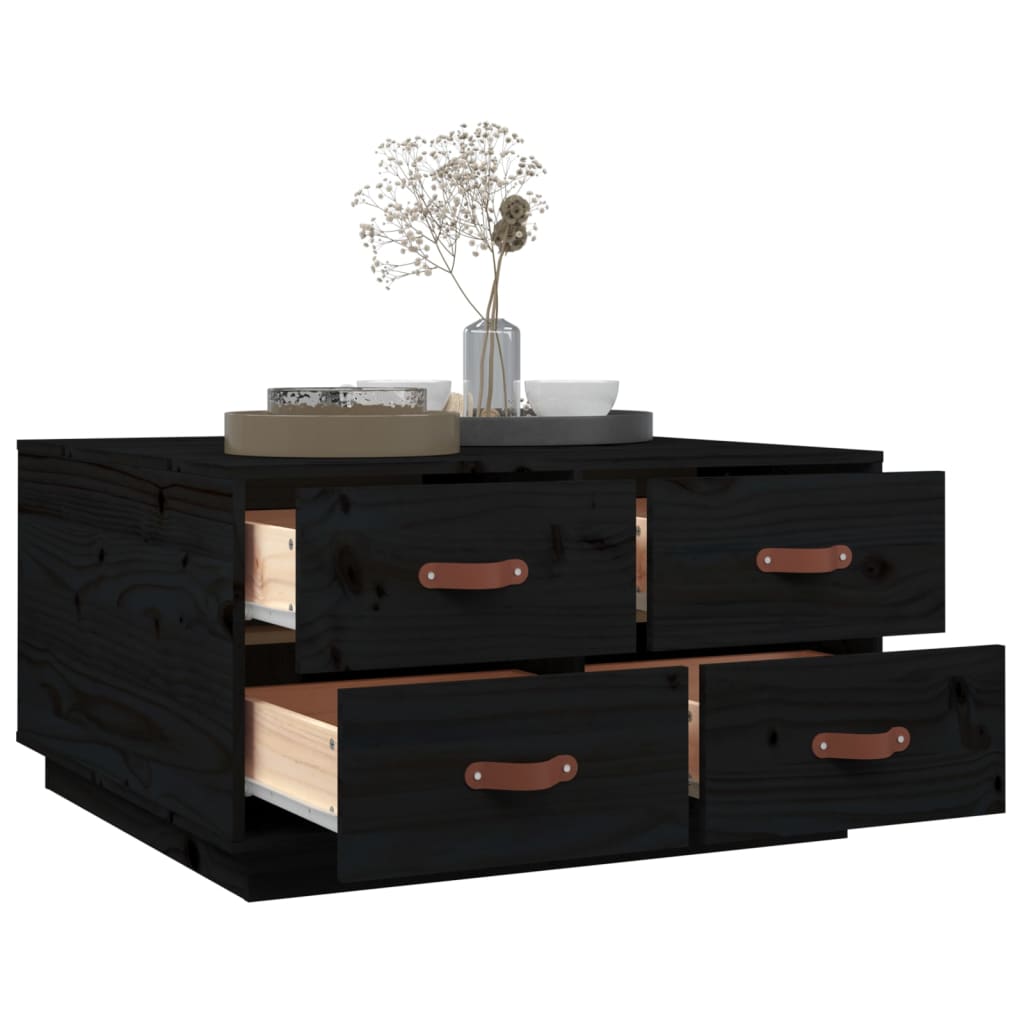 Soffbord Svart 80x80x45 cm massiv furu