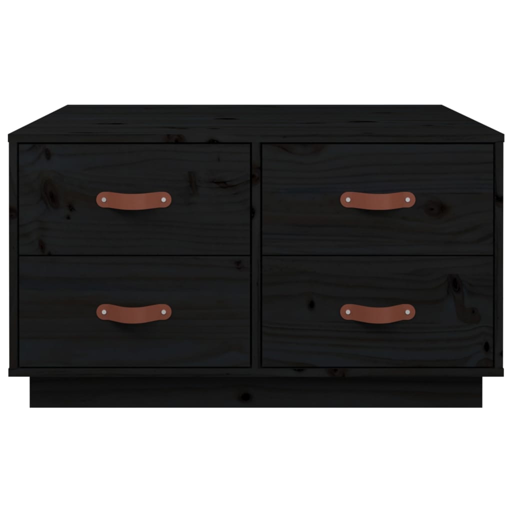 Soffbord Svart 80x80x45 cm massiv furu
