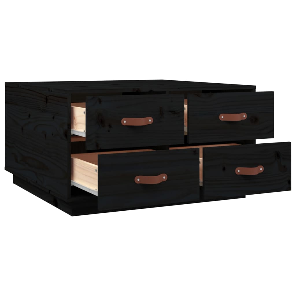 Soffbord Svart 80x80x45 cm massiv furu