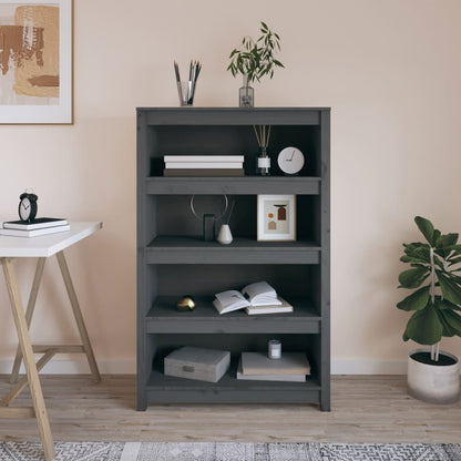 Bokhylla Grå 80x35x126 cm massiv furu