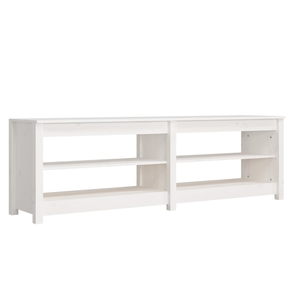 Skoställ Vit Skobänk 160x36,5x50 cm massiv furu