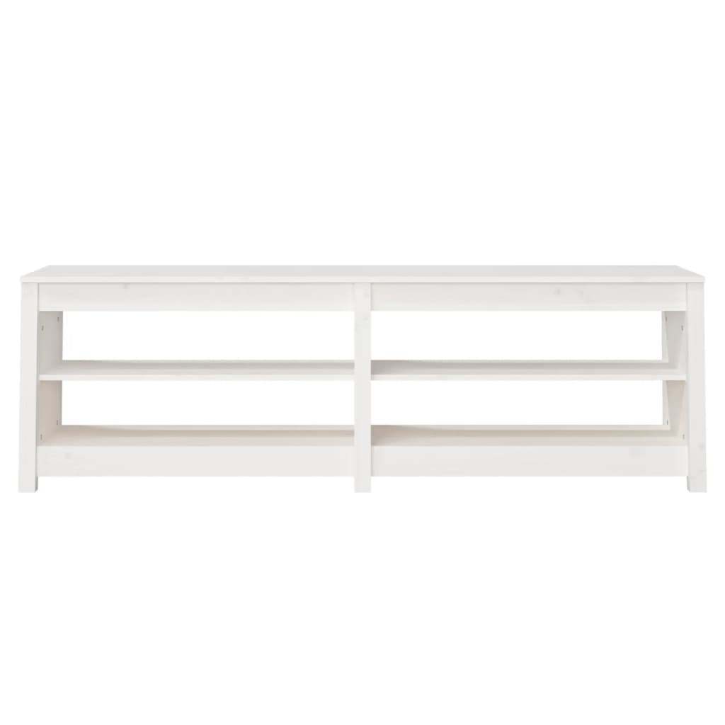 Skoställ Vit Skobänk 160x36,5x50 cm massiv furu