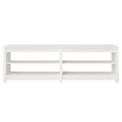 Skoställ Vit Skobänk 160x36,5x50 cm massiv furu