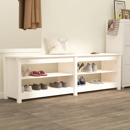 Skoställ Vit Skobänk 160x36,5x50 cm massiv furu