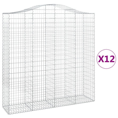 Gabioner bågformade 12 st 200x50x200/220 cm galvaniserat järn
