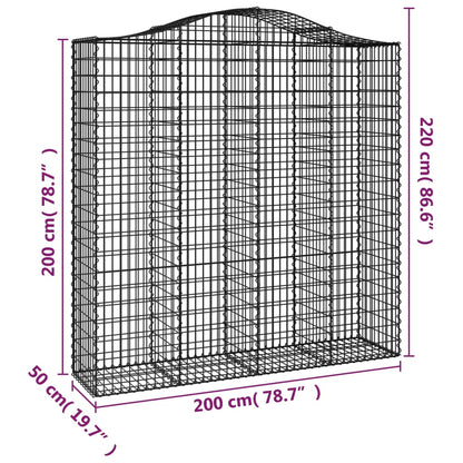 Gabioner bågformade 12 st 200x50x200/220 cm galvaniserat järn