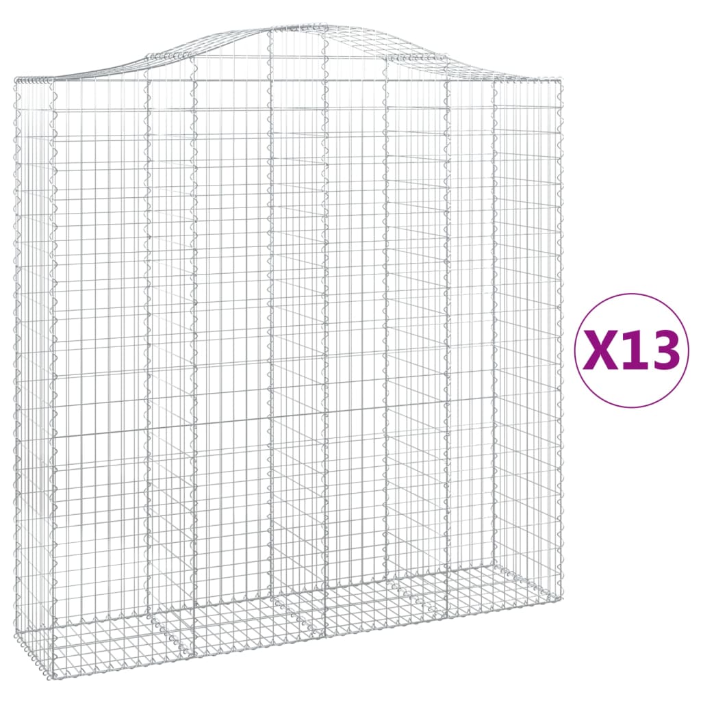 Gabioner bågformade 13 st 200x50x200/220 cm galvaniserat järn