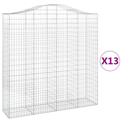 Gabioner bågformade 13 st 200x50x200/220 cm galvaniserat järn